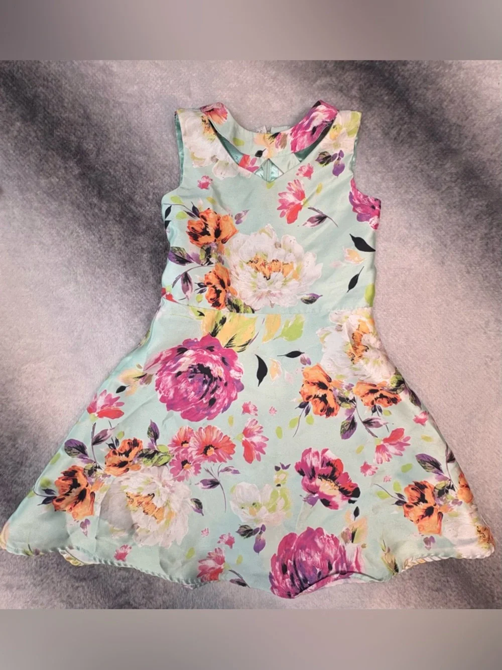 (A1) The Children's Place Girls‎ Sleeveless Floral Cut-Out Dress Mint Green 6X/7